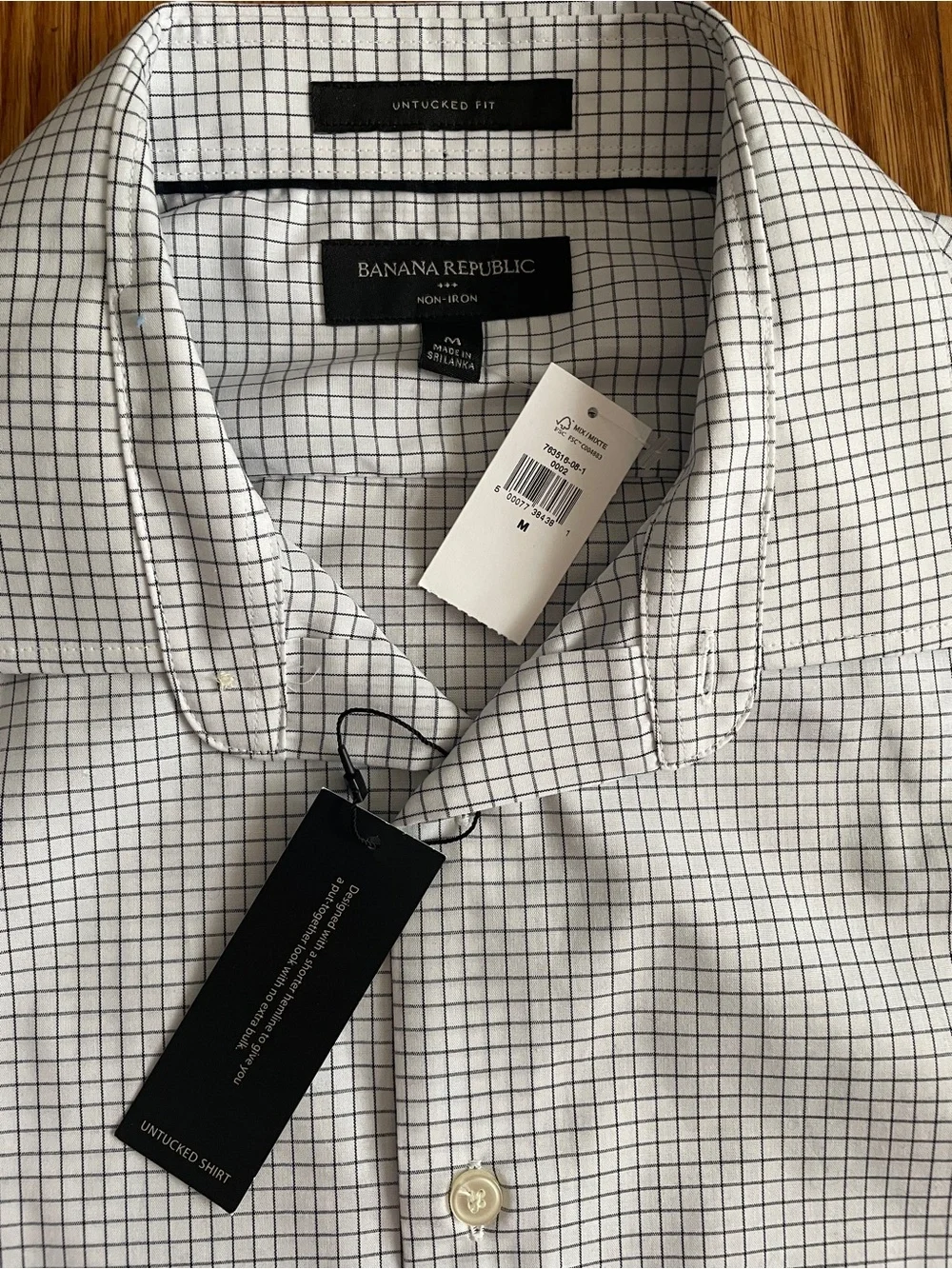 Banana Republic untucked fit Checked Dress Shirt New M